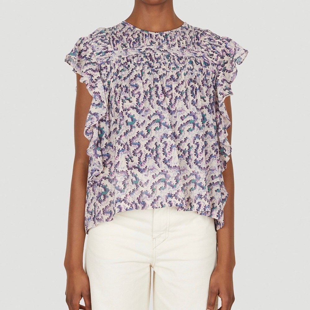 Isabel Marant Etoile Women's Layona Print Cotton Blouse Top Size 42 (10)